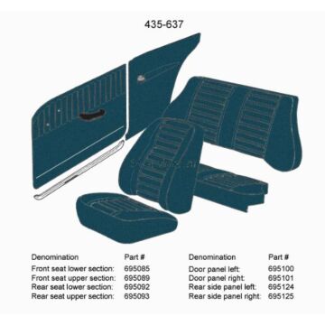 Bekleding Amazon 2 deurs achterpaneel bekleding Links blauw 1970 435-637
