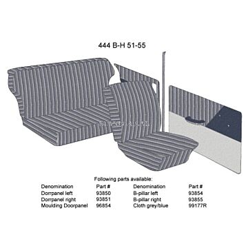 Bekleding PV444 deurpaneel Links blauw/grijs