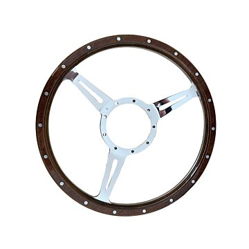 Stuurwiel hout met klinknagels (riveted) 13inch (33CM)