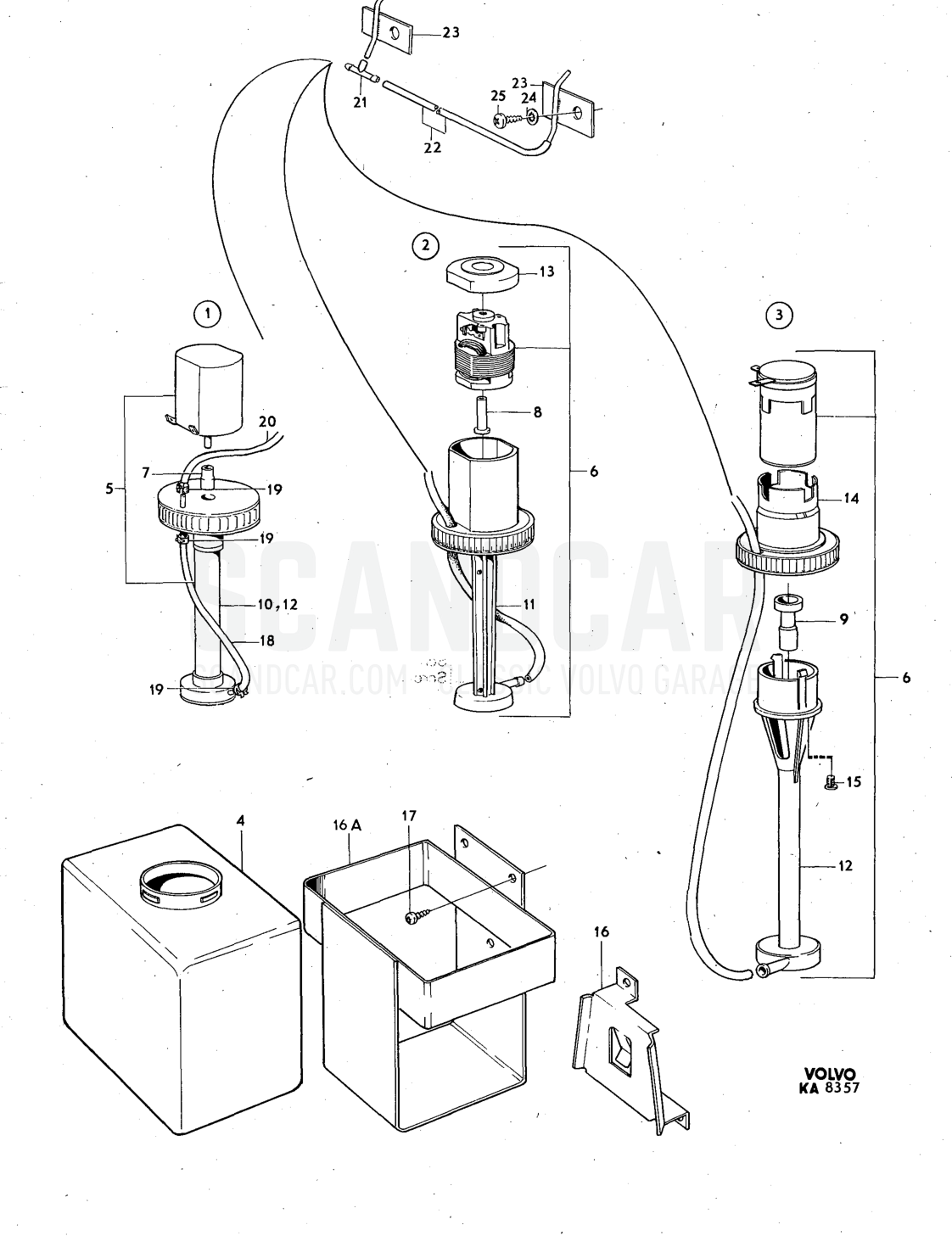 washer Illustration Sats Kit - despiece, Otras piezas, Volvo serie 140 hasta 1972