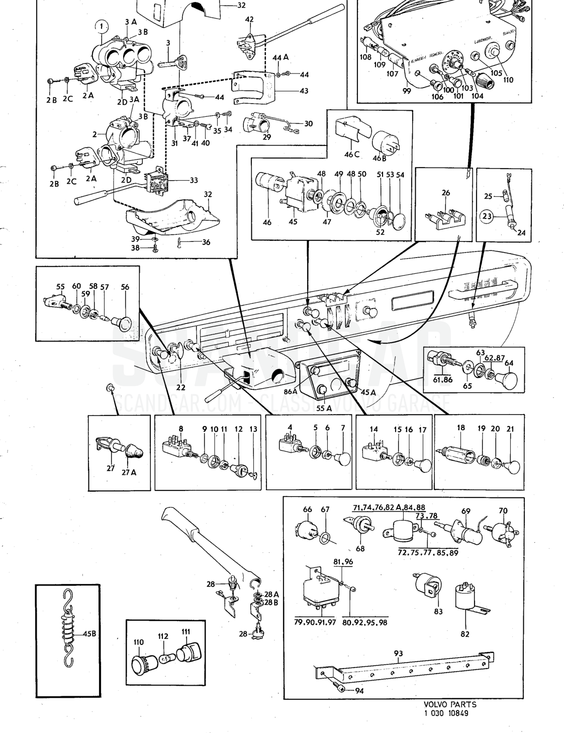 and control .unit Illustration Sats Kit - despiece, Otras piezas, Volvo serie 140 hasta 1972