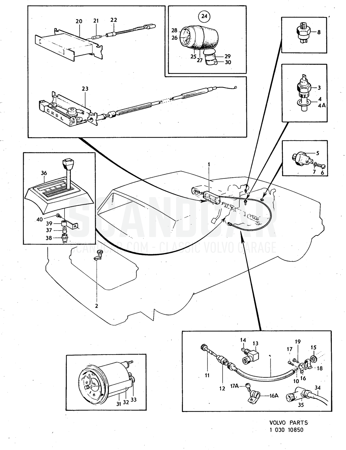 and control unit Illustration Sats Kit - despiece, Otras piezas, Volvo serie 140 hasta 1972