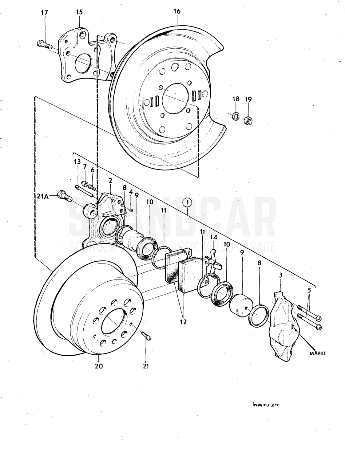 wheel brakes, Illustration Sats Kit - despiece, Otras piezas, Volvo serie 140 hasta 1972