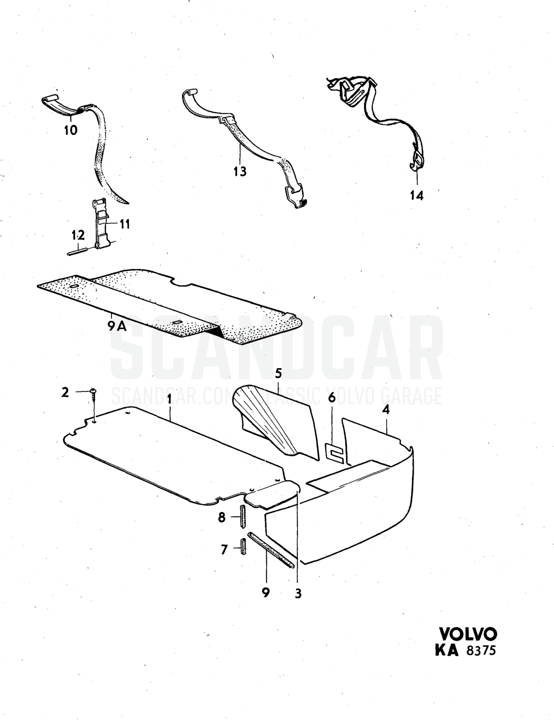 compartment upholstery Illustration Sats Kit - despiece, Otras piezas, Volvo serie 140 hasta 1972