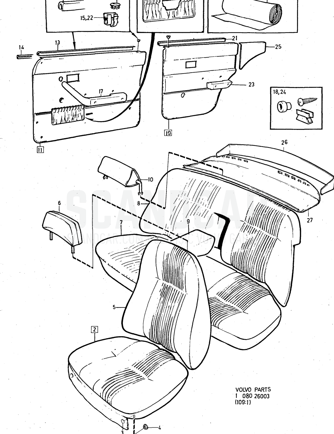 Illustration combination Sats Kit - despiece, Otras piezas, Volvo serie 140 hasta 1972