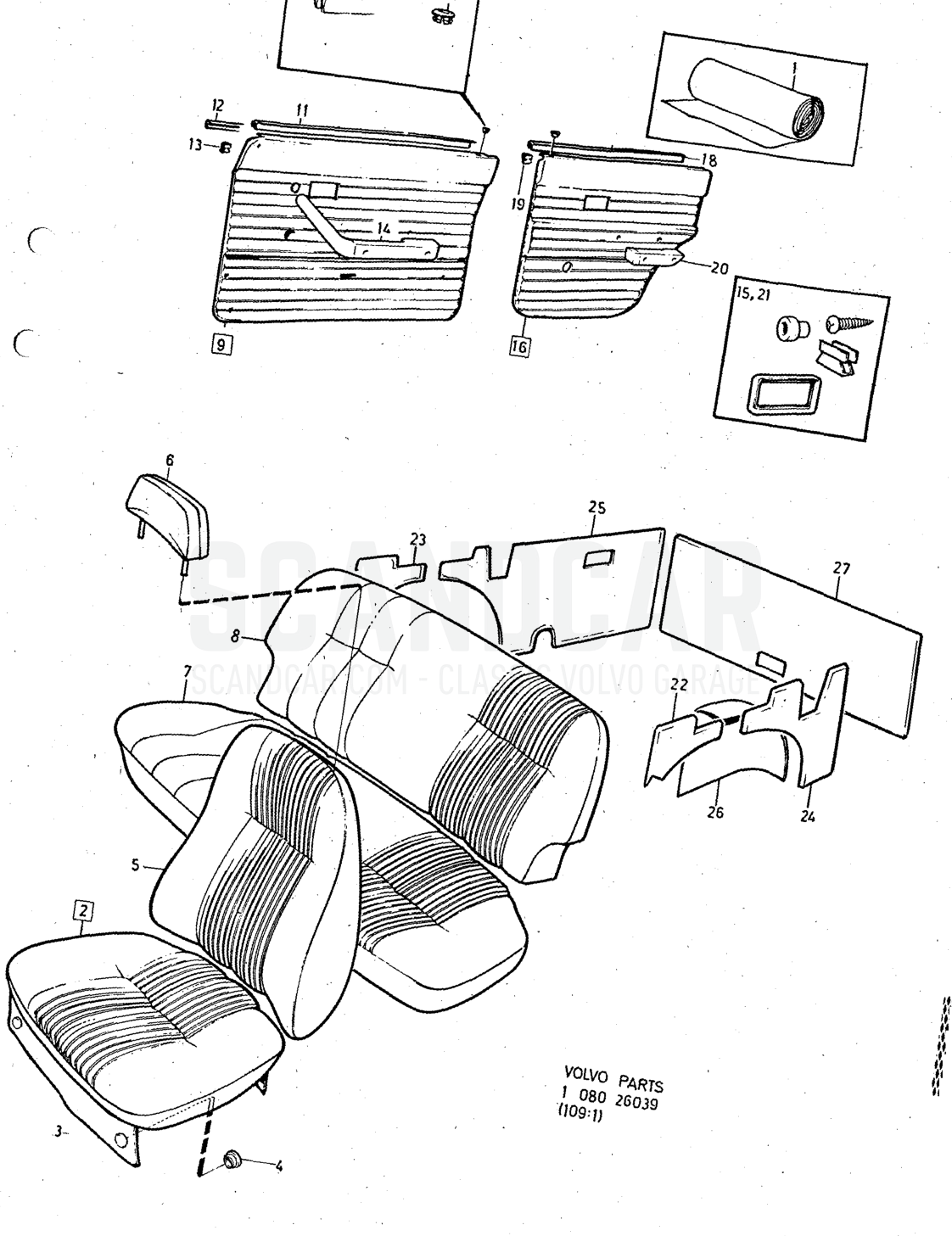 Illustration combination Sats Kit - despiece, Otras piezas, Volvo serie 140 hasta 1972