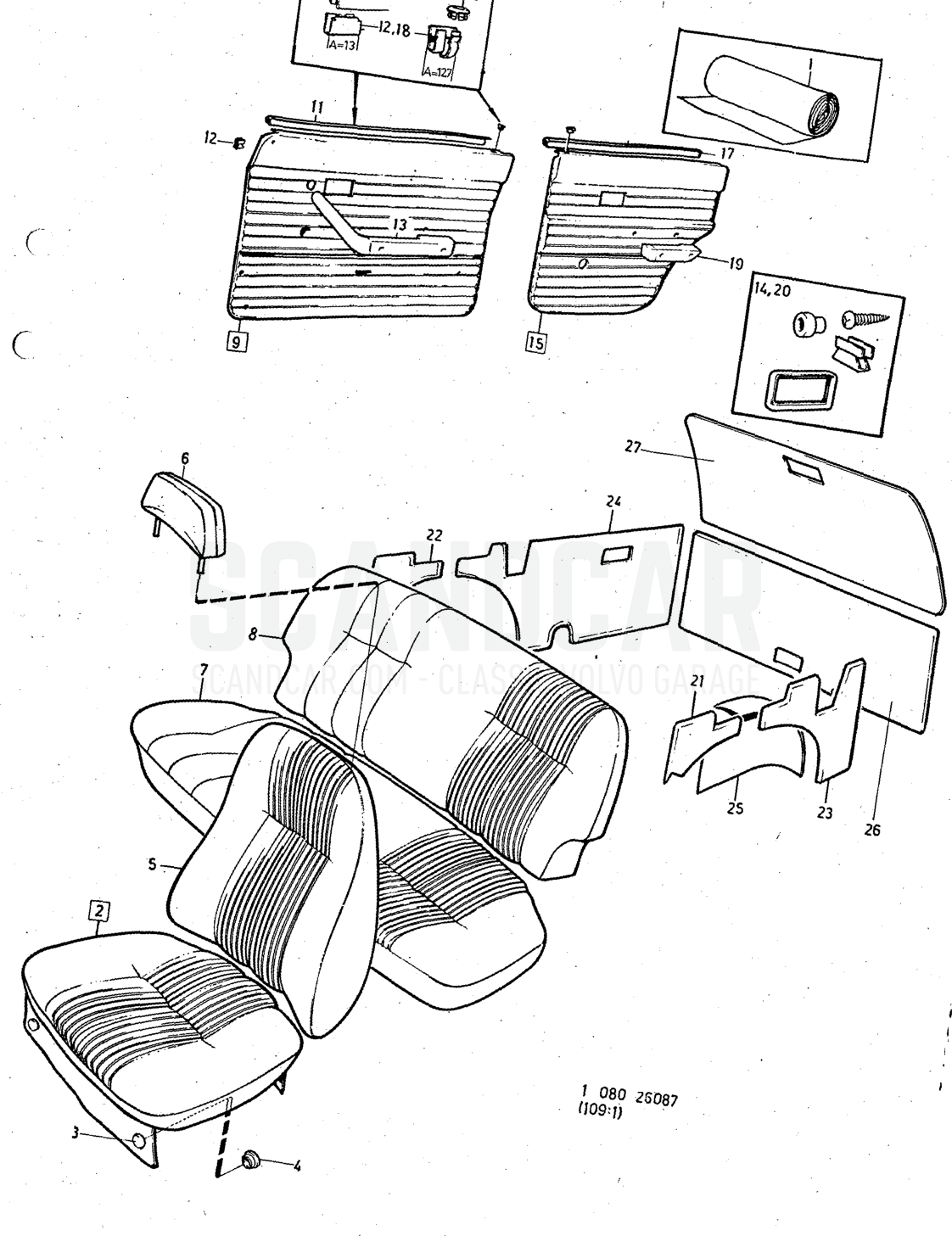 HT, Illustration combination SPEC UTF, Sats Kit - despiece, Otras piezas, Volvo serie 140 hasta 1972