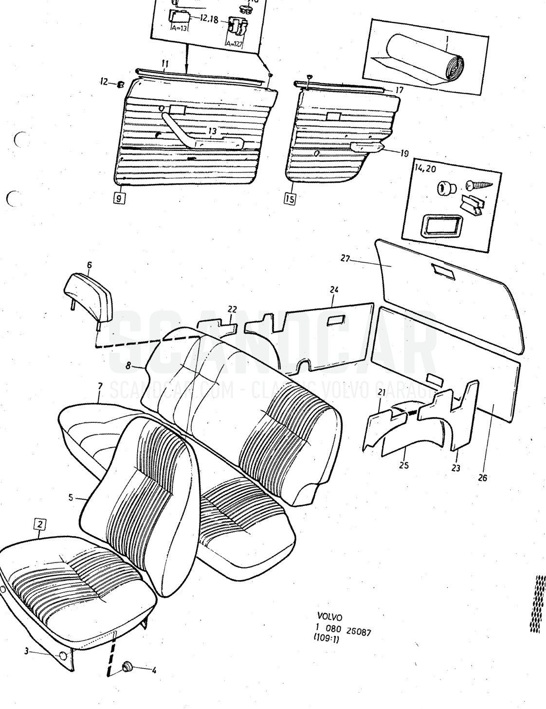 HT, Illustration combination SPEC UTF, Sats Kit - despiece, Otras piezas, Volvo serie 140 hasta 1972