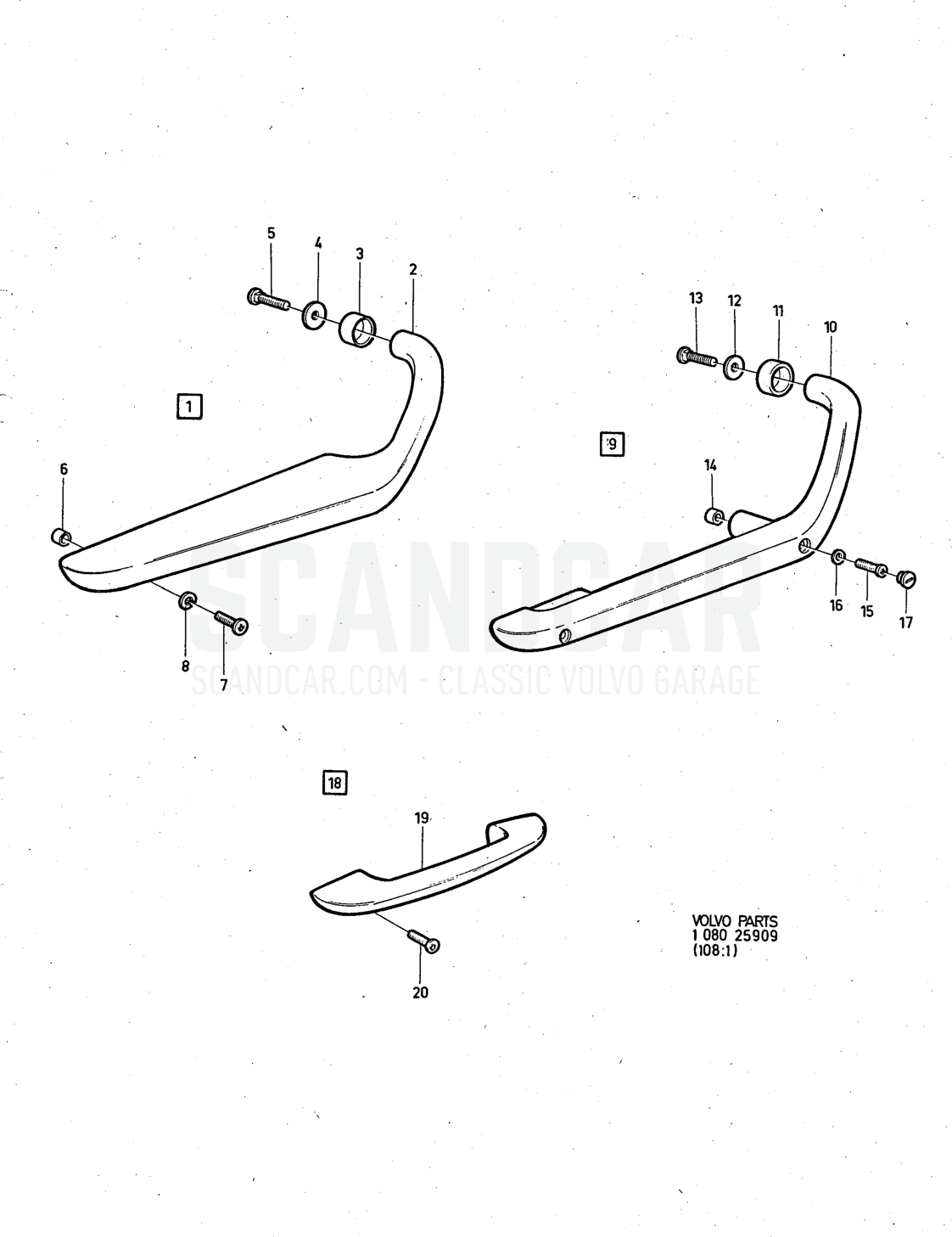 rest, doors Illustration Sats Kit - despiece, Otras piezas, Volvo serie 140 hasta 1972