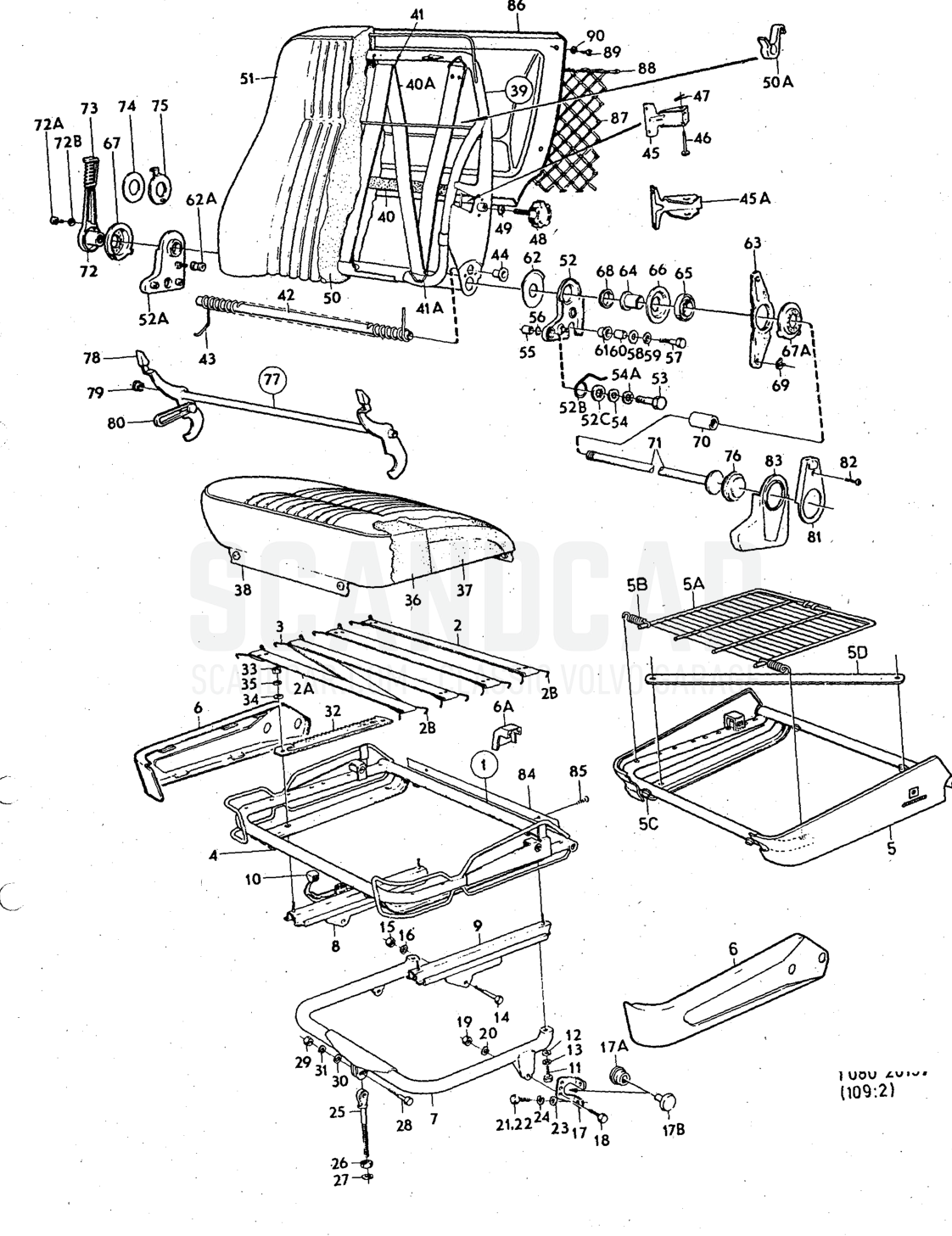 seats excl BAS, HT. Illustration Sats Kit - despiece, Transmisión - Eje trasero, Volvo serie 140 hasta 1972