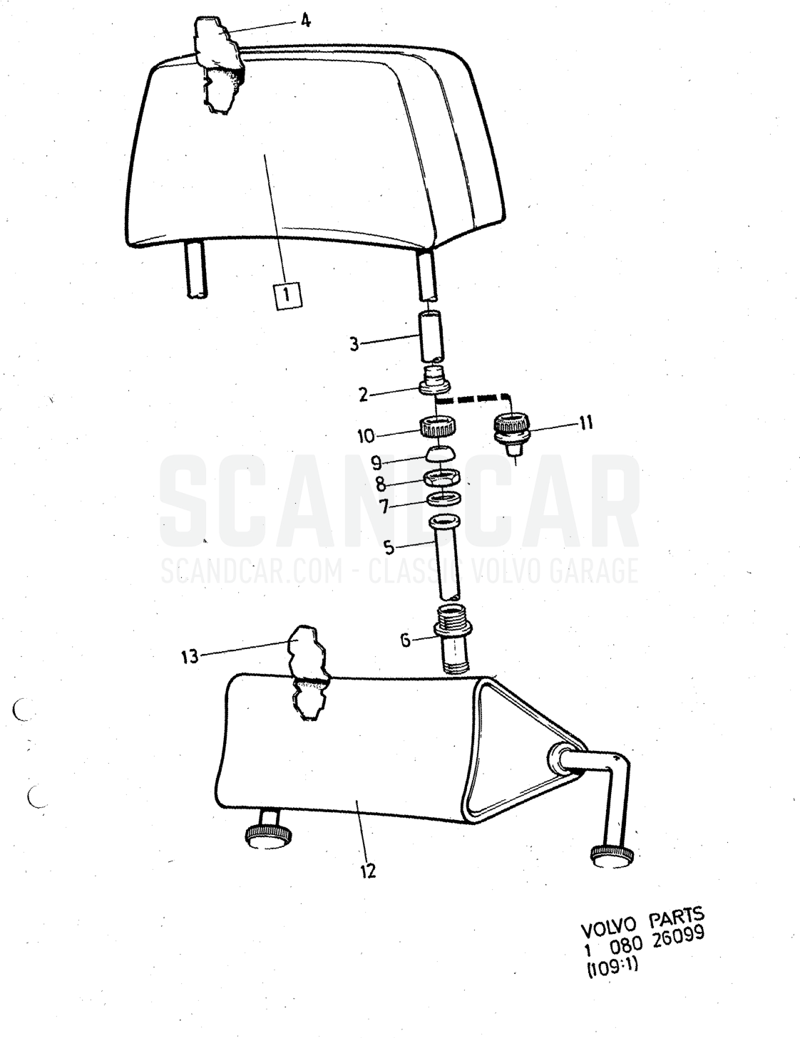restraint, Illustration and rear, Sats Kit - despiece, Transmisión - Eje trasero, Volvo serie 140 hasta 1972