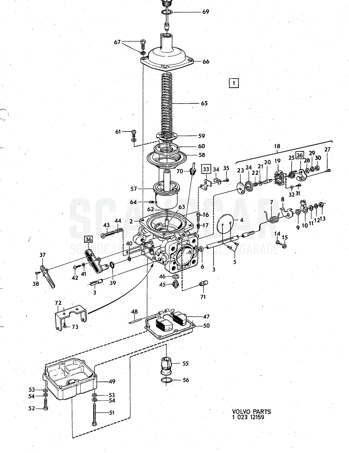 Carbuietter - despiece, Combustible y escape, Volvo serie 140 desde 1972