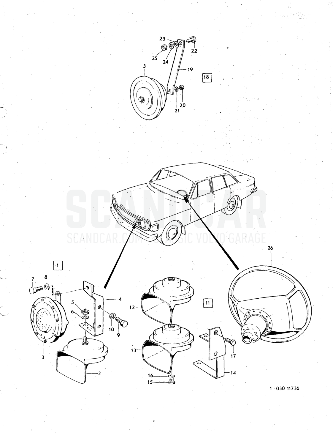 equipment - despiece, Equipo eléctrico, Volvo serie 140 desde 1972