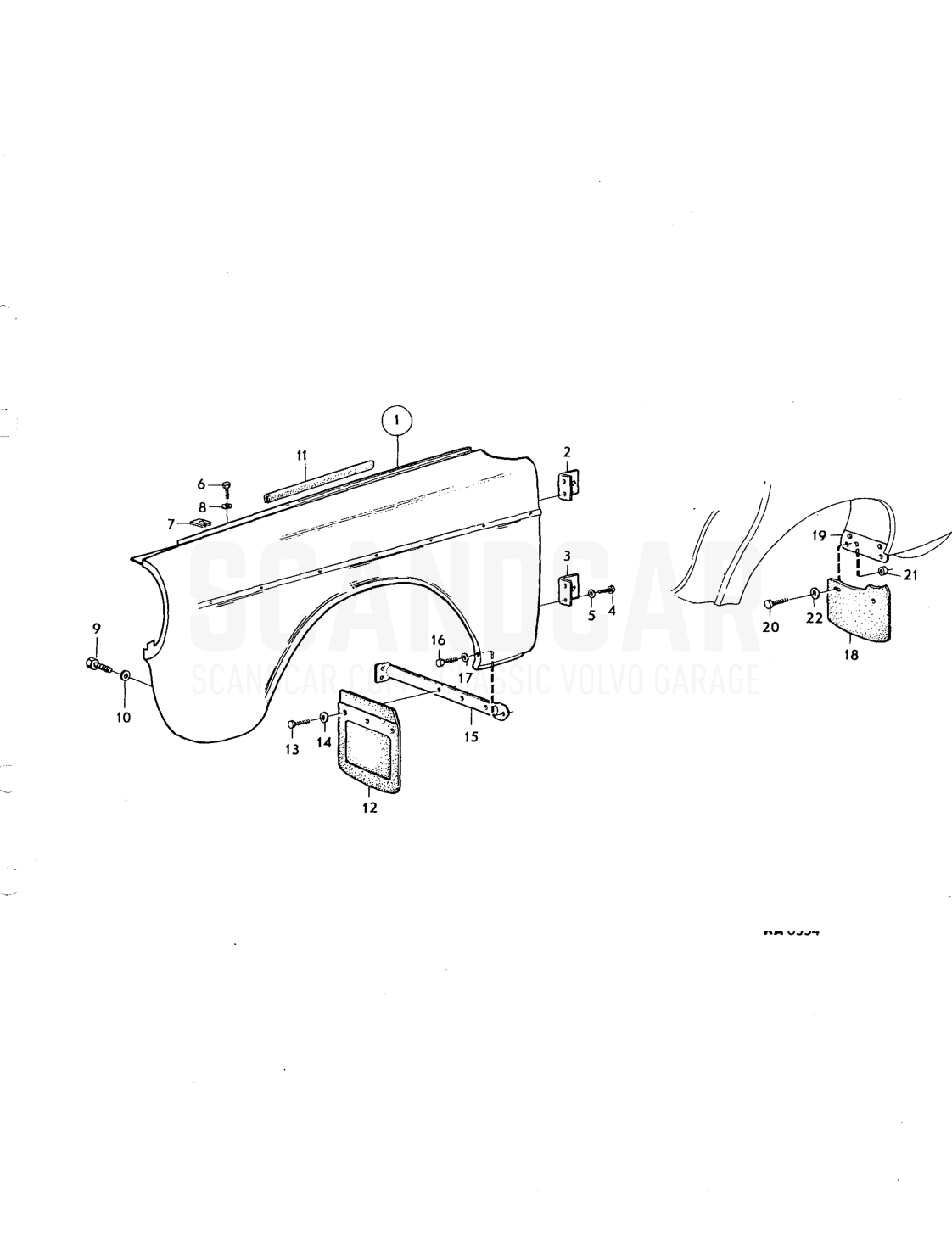 Front mudguards front and rear mudflaps - despiece, Carrocería, Volvo serie 164 hasta 1975
