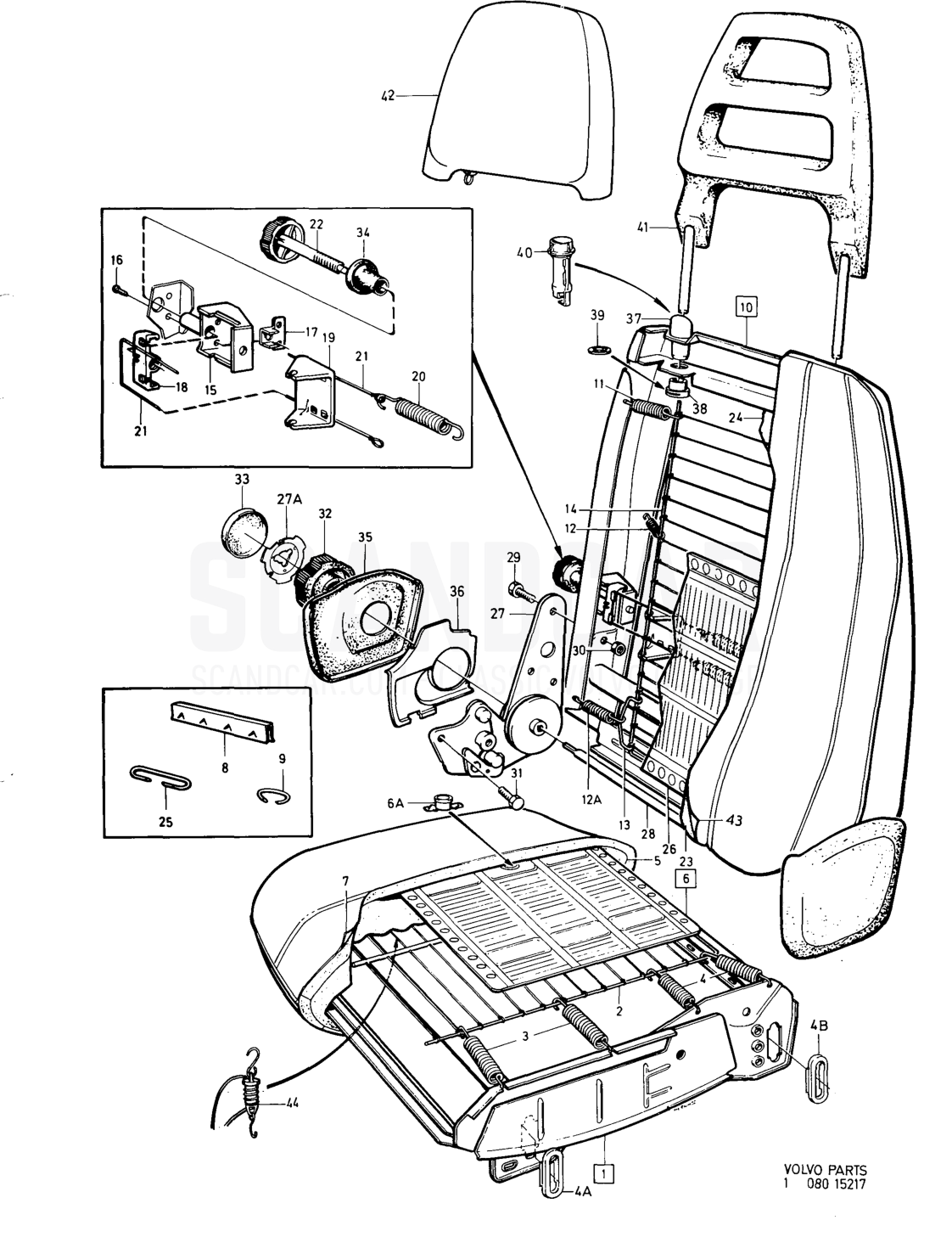 Front seats, - despiece, Carrocería, Volvo serie 164 hasta 1975