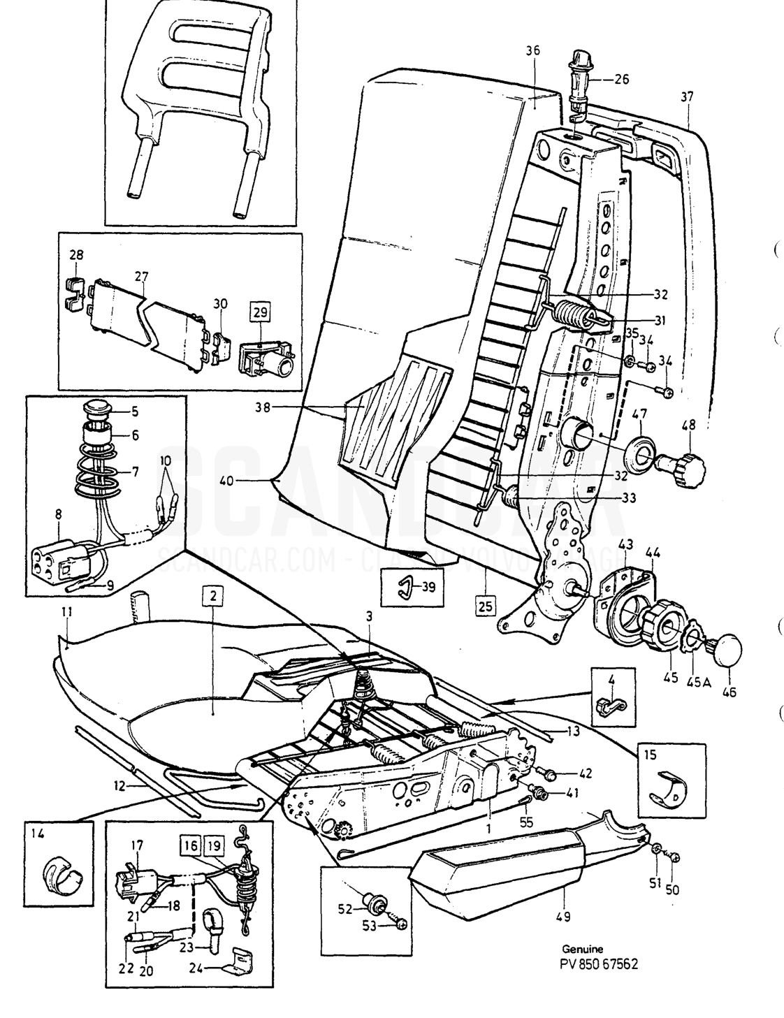 VORDERSITZ, MANUELL EINSTELLBAR - despiece, Carrocería e interior, Volvo serie 740-760 hasta 1984