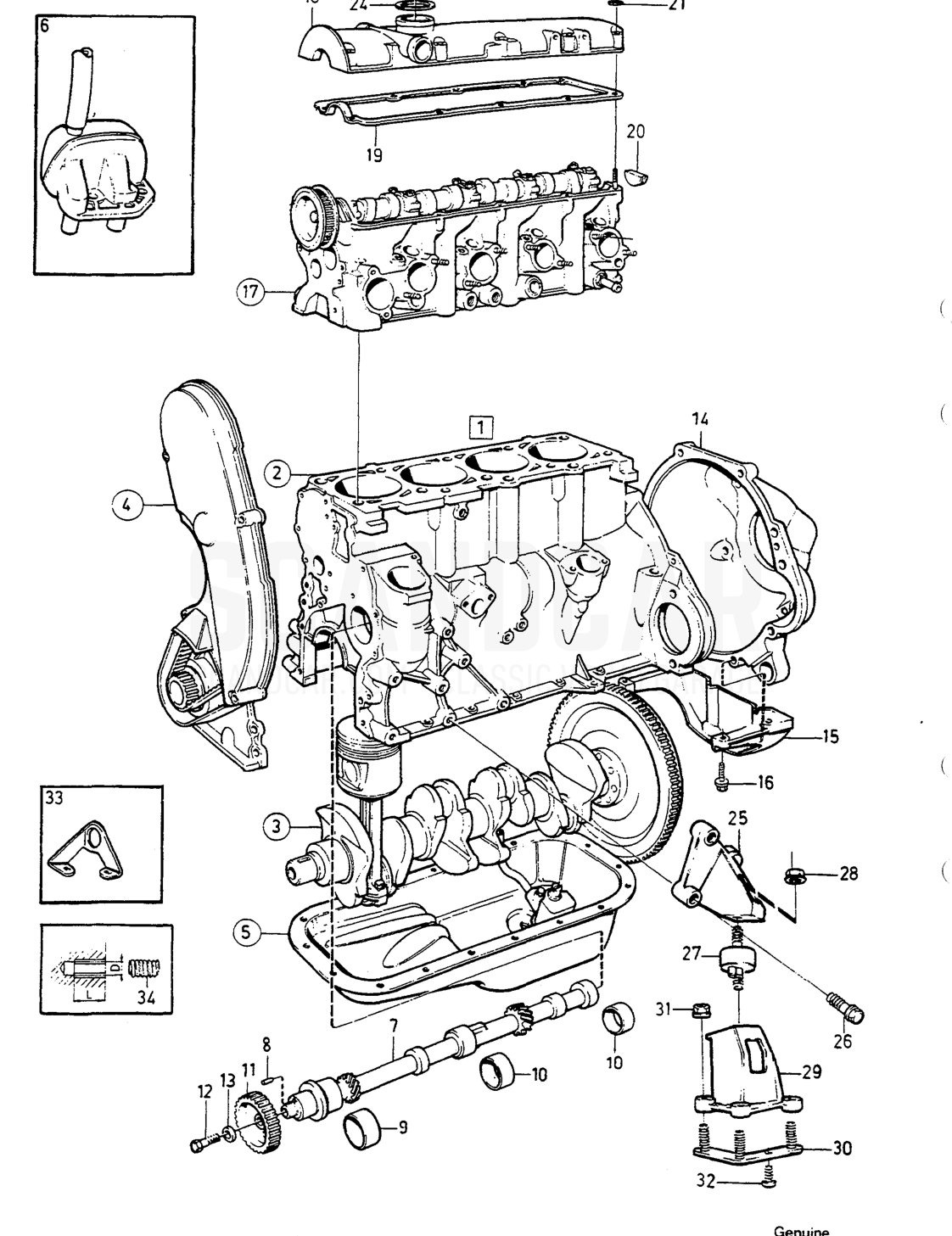 log MOTOR MIT EINBAUTEILEN - despiece, Motor, Volvo serie 740-760 hasta 1984