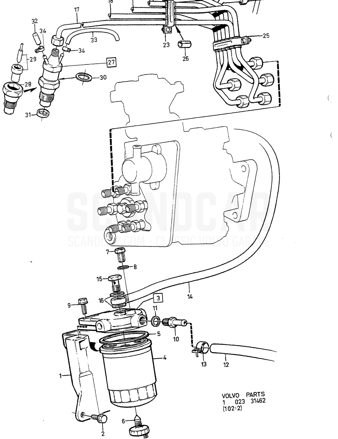 MIT KRAFTSTOFF- ROHR, MOTOR, KRAFTSTOFFIL TER - despiece, Motor, Volvo serie 740-760 hasta 1984