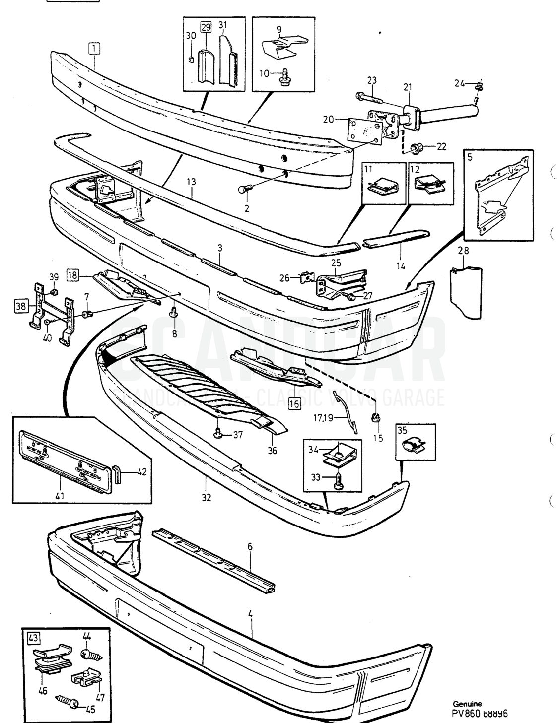 Carrocería e interior, página 1676 - despiece, Volvo serie 940-960 desde 1994