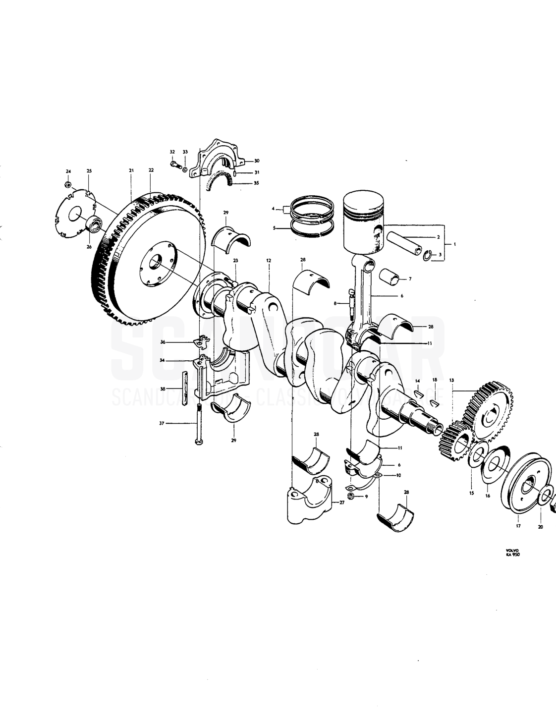 Cylinder head, intoke ond exhaust manifolds, volve cover - despiece, Motor, Volvo Amazon B16