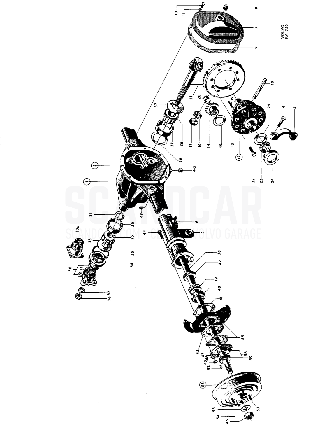 Rear axle, Spicer - despiece, Transmisión - Eje trasero, Volvo Amazon B16