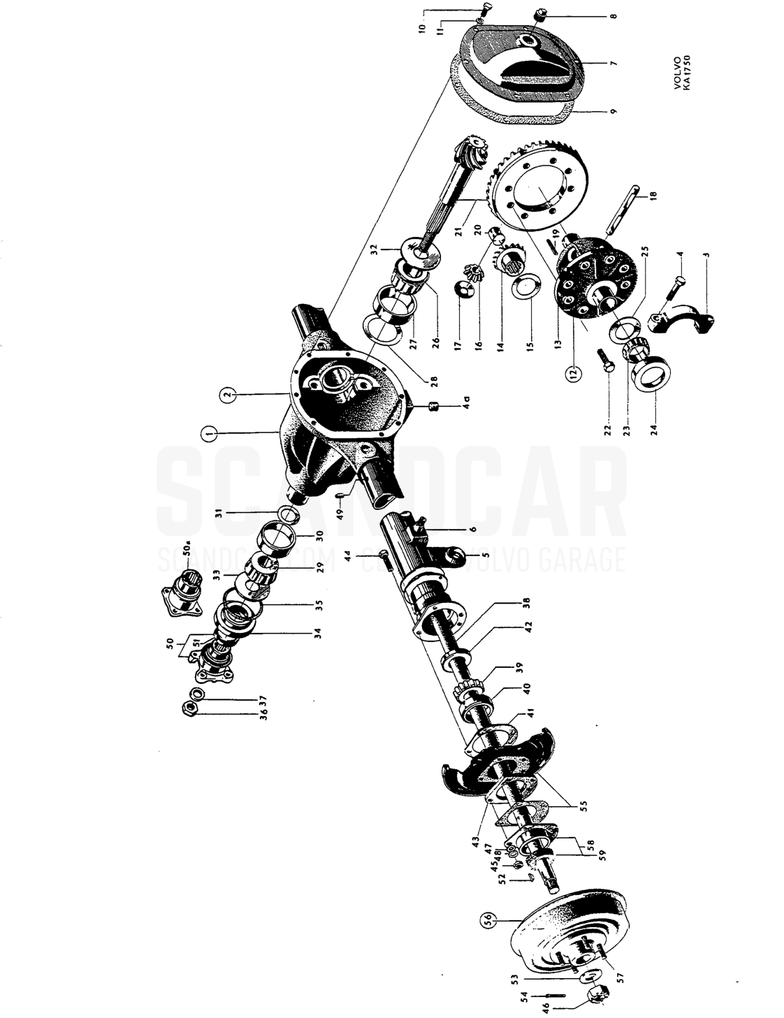 Rear axle, Spicer - despiece, Transmisión - Eje trasero, Volvo Amazon B16