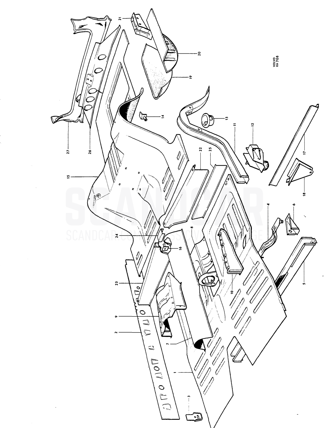 Body, cpl Floor section - despiece, Carrocería, Volvo Amazon B16