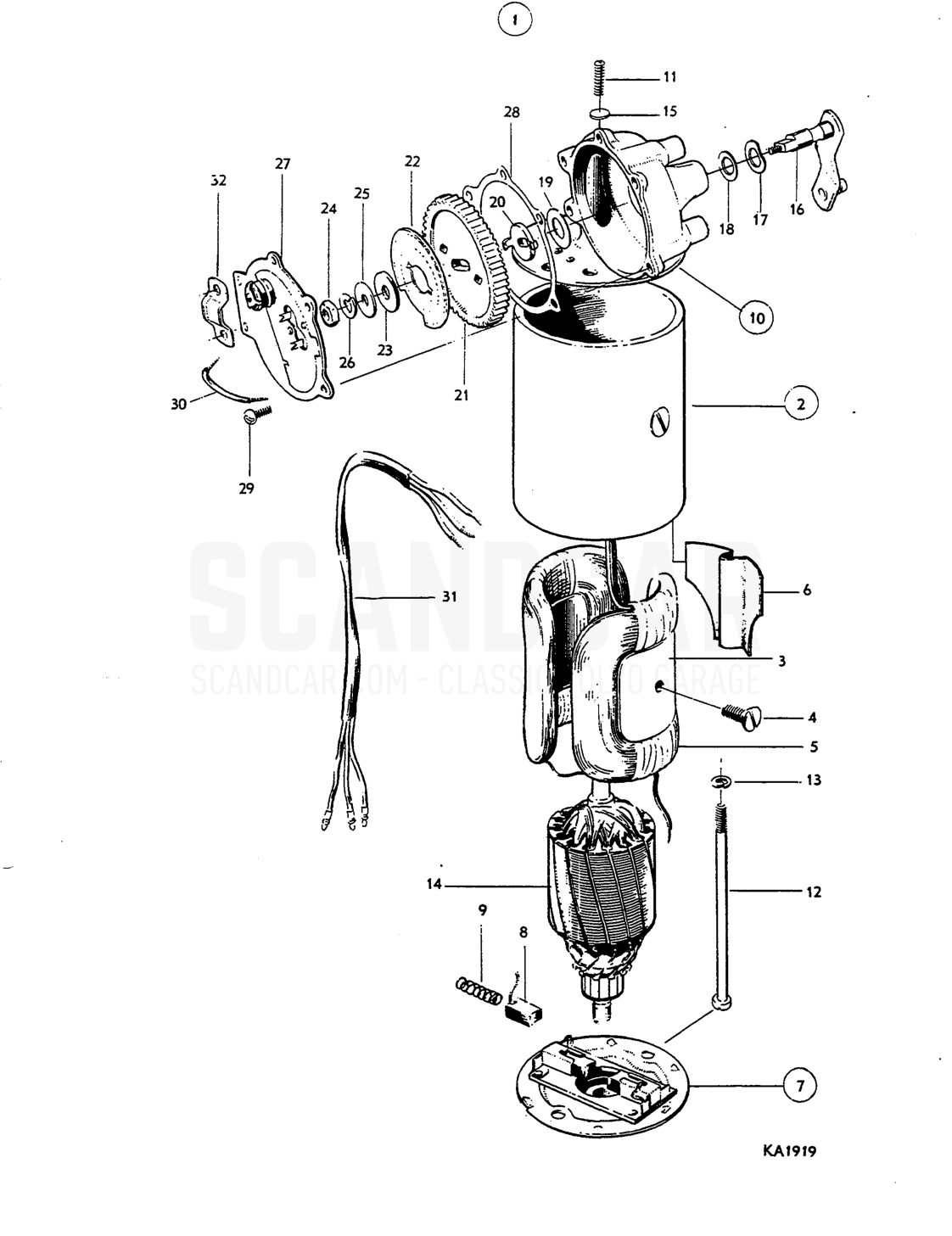 Windscreen wiper motor - despiece, Equipo eléctrico, Volvo Amazon B18