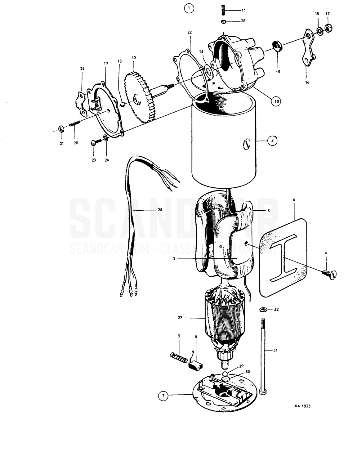 Windscreen wiper motor - despiece, Equipo eléctrico, Volvo Amazon B18
