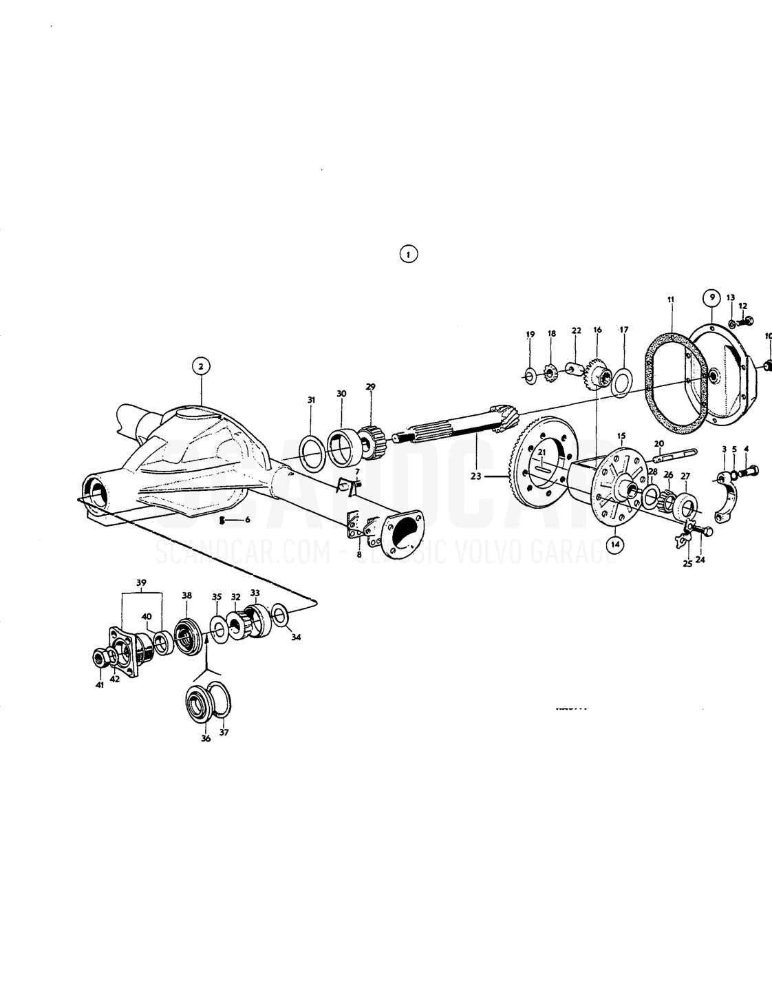 Rear axle - despiece, Transmisión - Eje trasero, Volvo Amazon B18