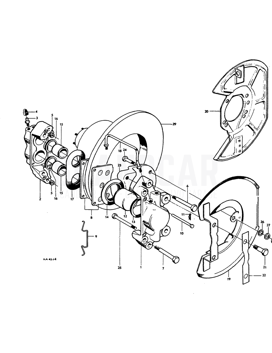 Front wheel brakes Disc brakes - despiece, Frenos, Volvo Amazon B18