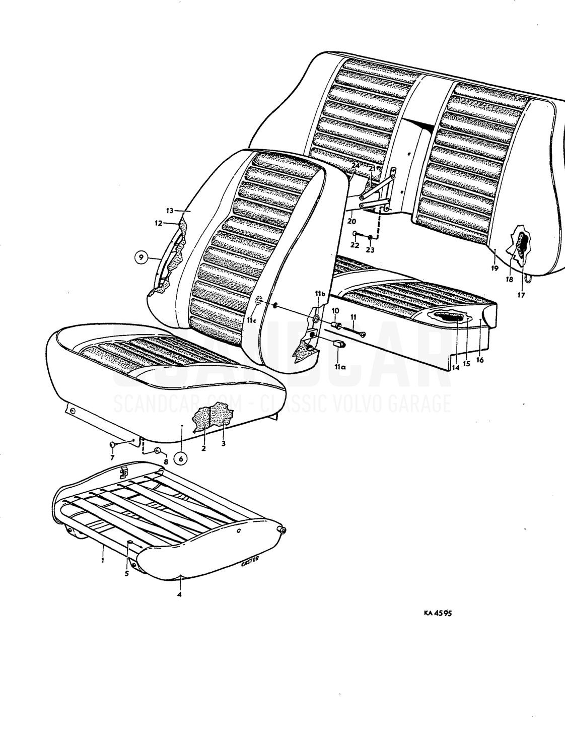 Front seats, rear seat, Upholstery combinations - despiece, Carrocería, Volvo Amazon B18