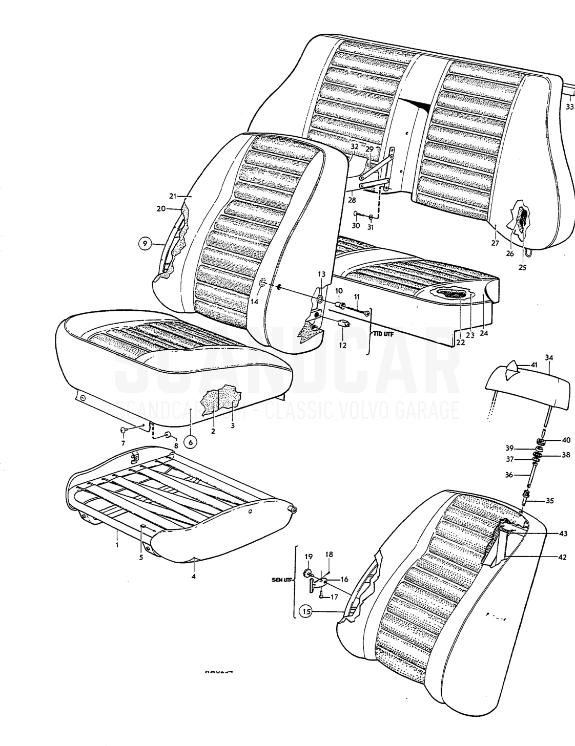 rear seats, eombinations - despiece, Carrocería, Volvo Amazon B18