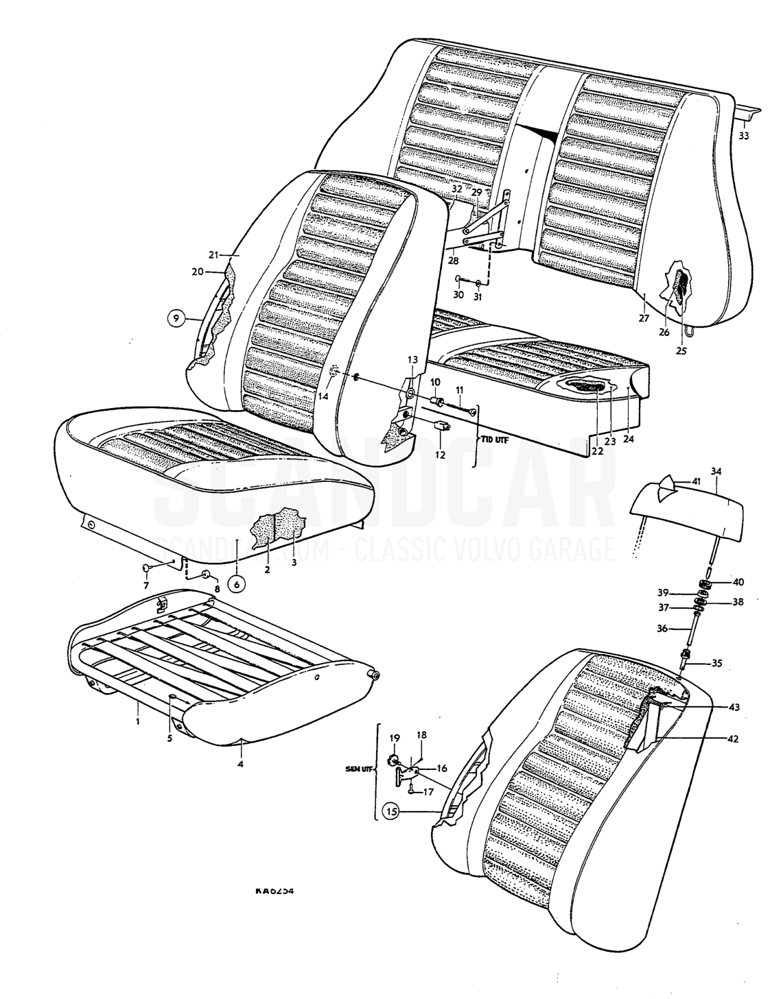 and rear seats cambinations Del - despiece, Carrocería, Volvo Amazon B18