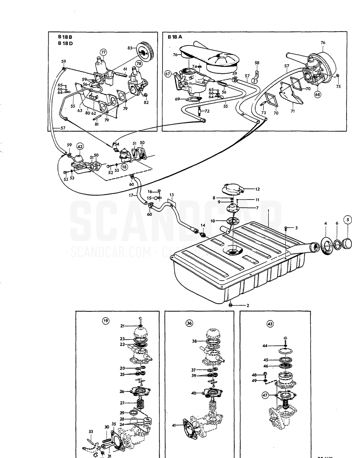 Fuel system Del - despiece, Otras piezas, Volvo Amazon B18