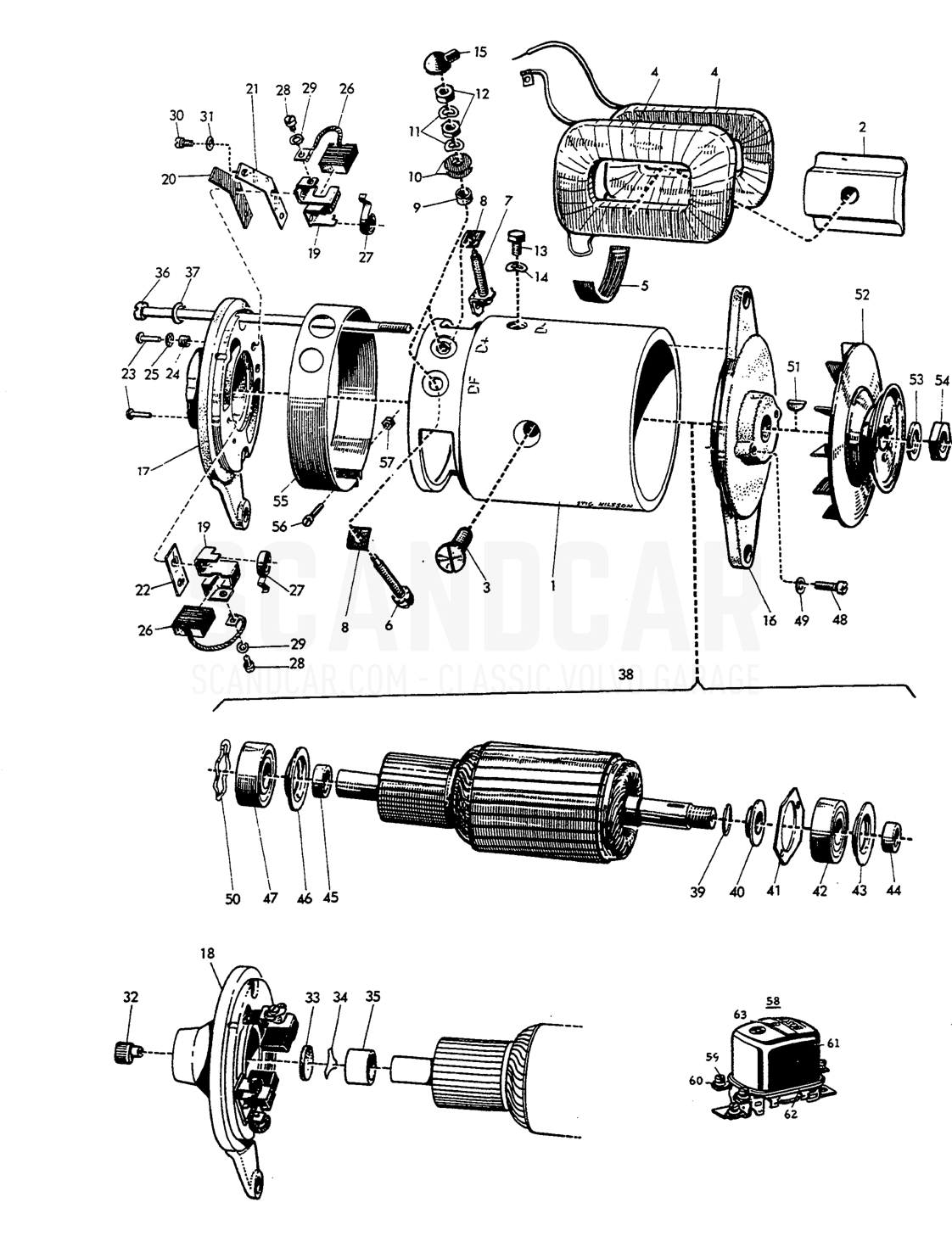 Generator sch - despiece, Equipo eléctrico, Volvo Amazon B18