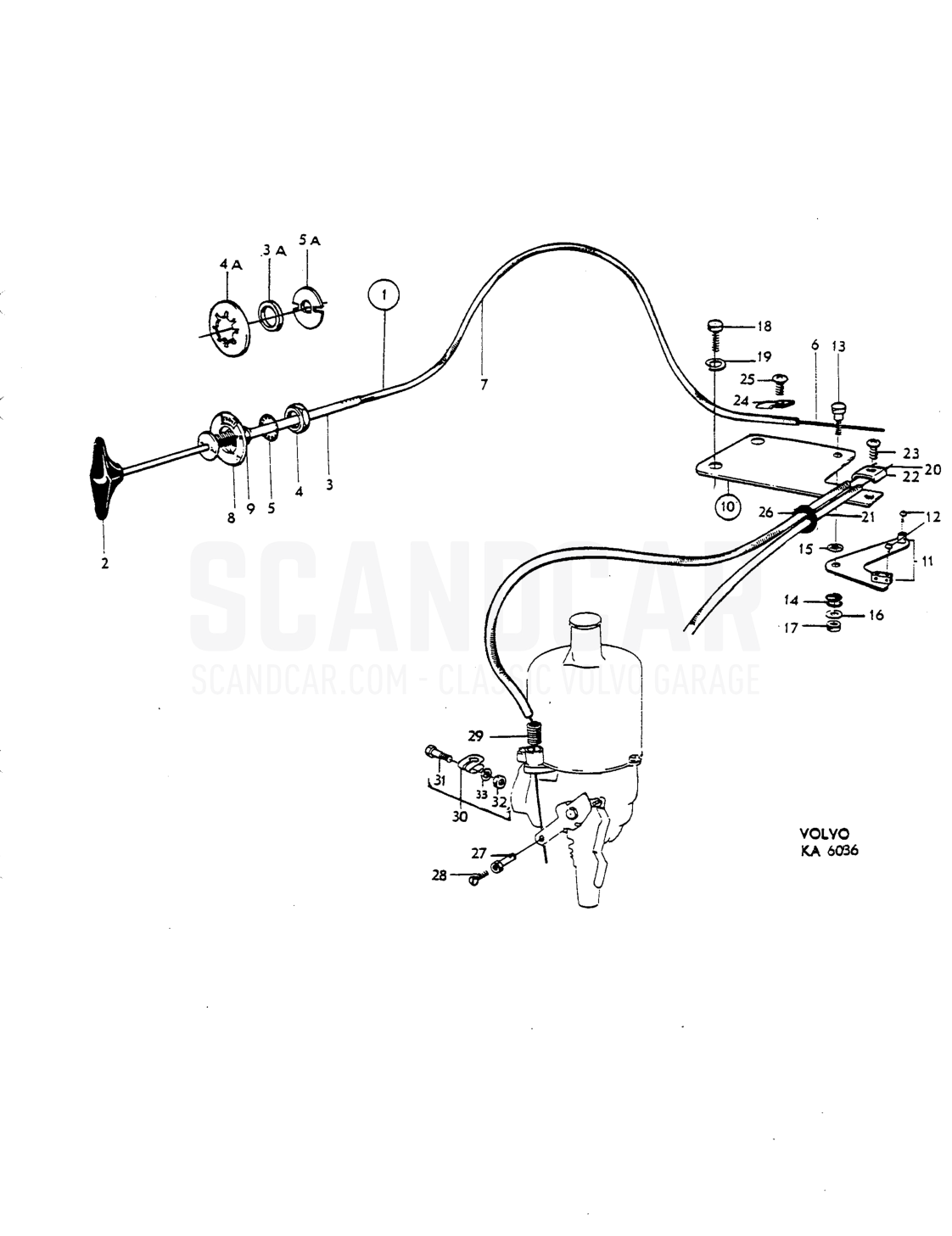 Throttle linkage, LHD RHD - despiece, Varillaje de mando, Volvo P1800 S