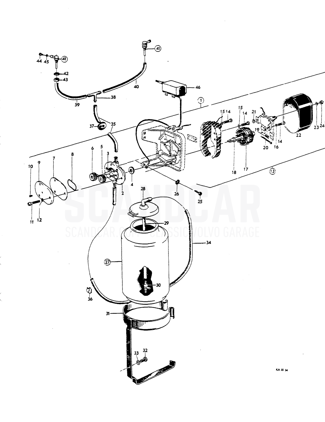 Windscreen per motor - despiece, Equipo eléctrico, Volvo P1800 S