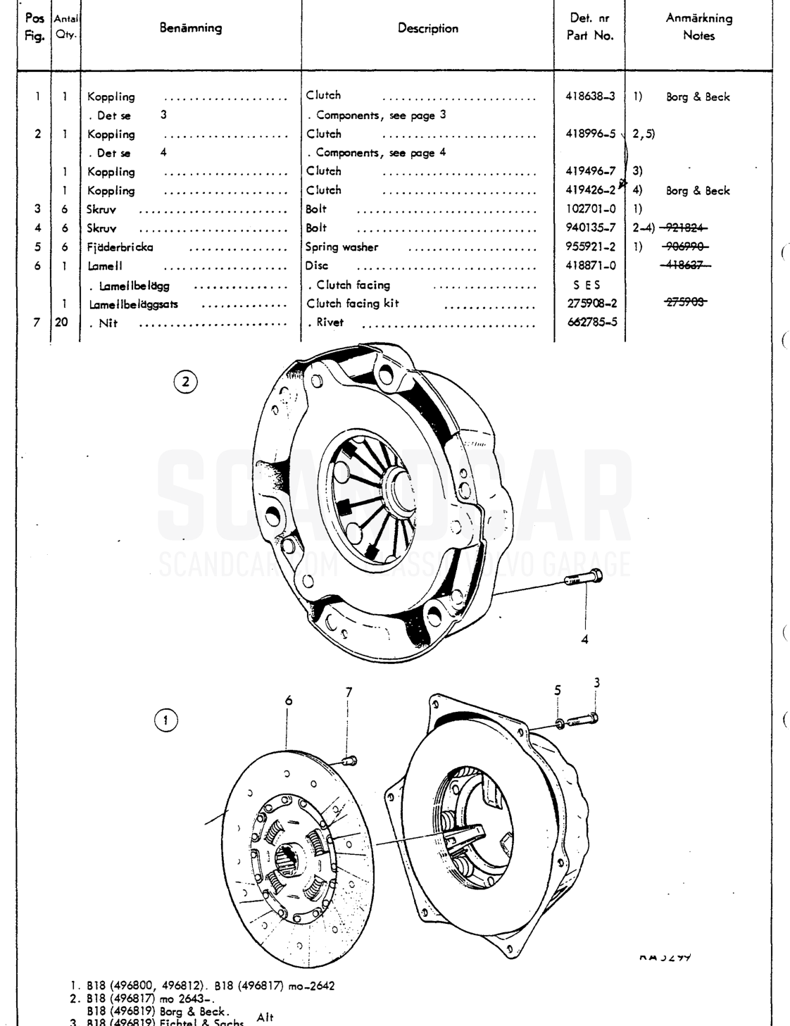 Clutch - despiece, Transmisión - Eje trasero, Volvo P1800 S