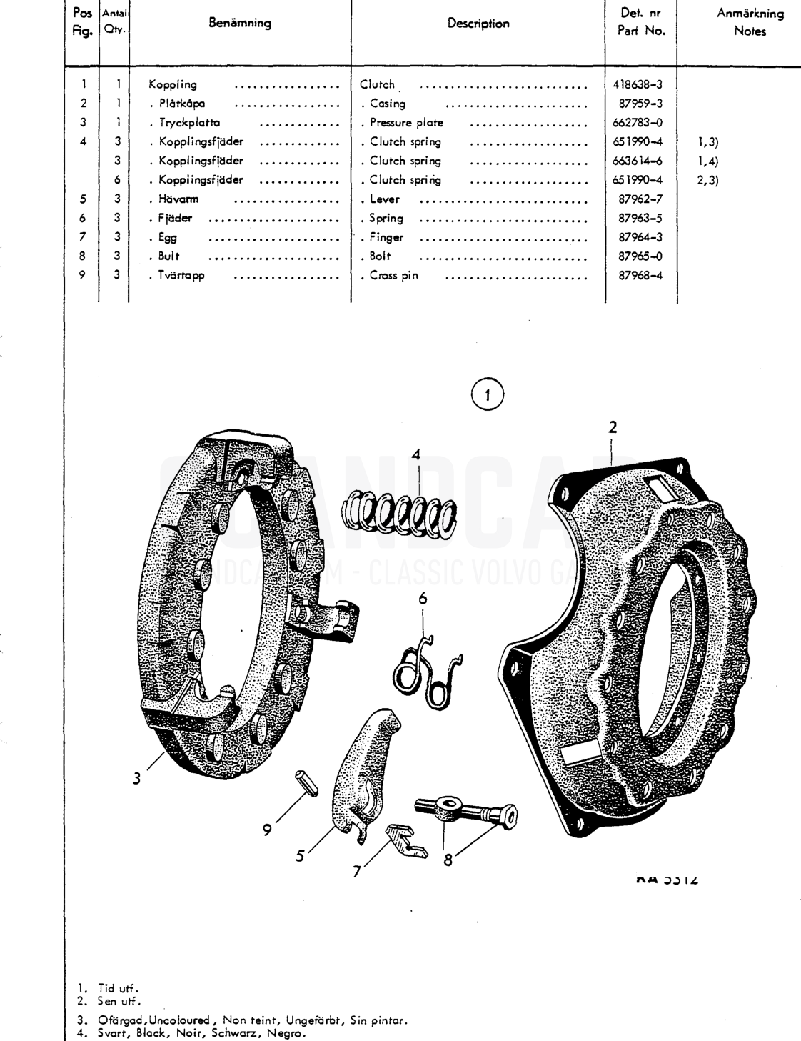 Gn,up Sidci Clutch - despiece, Transmisión - Eje trasero, Volvo P1800 S