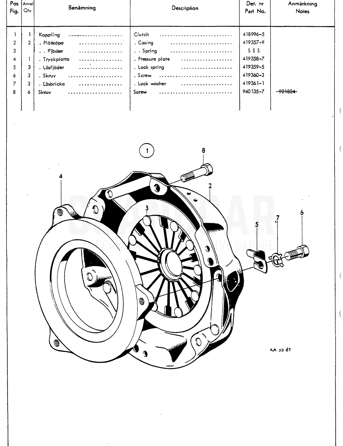 Clutch - despiece, Transmisión - Eje trasero, Volvo P1800 S