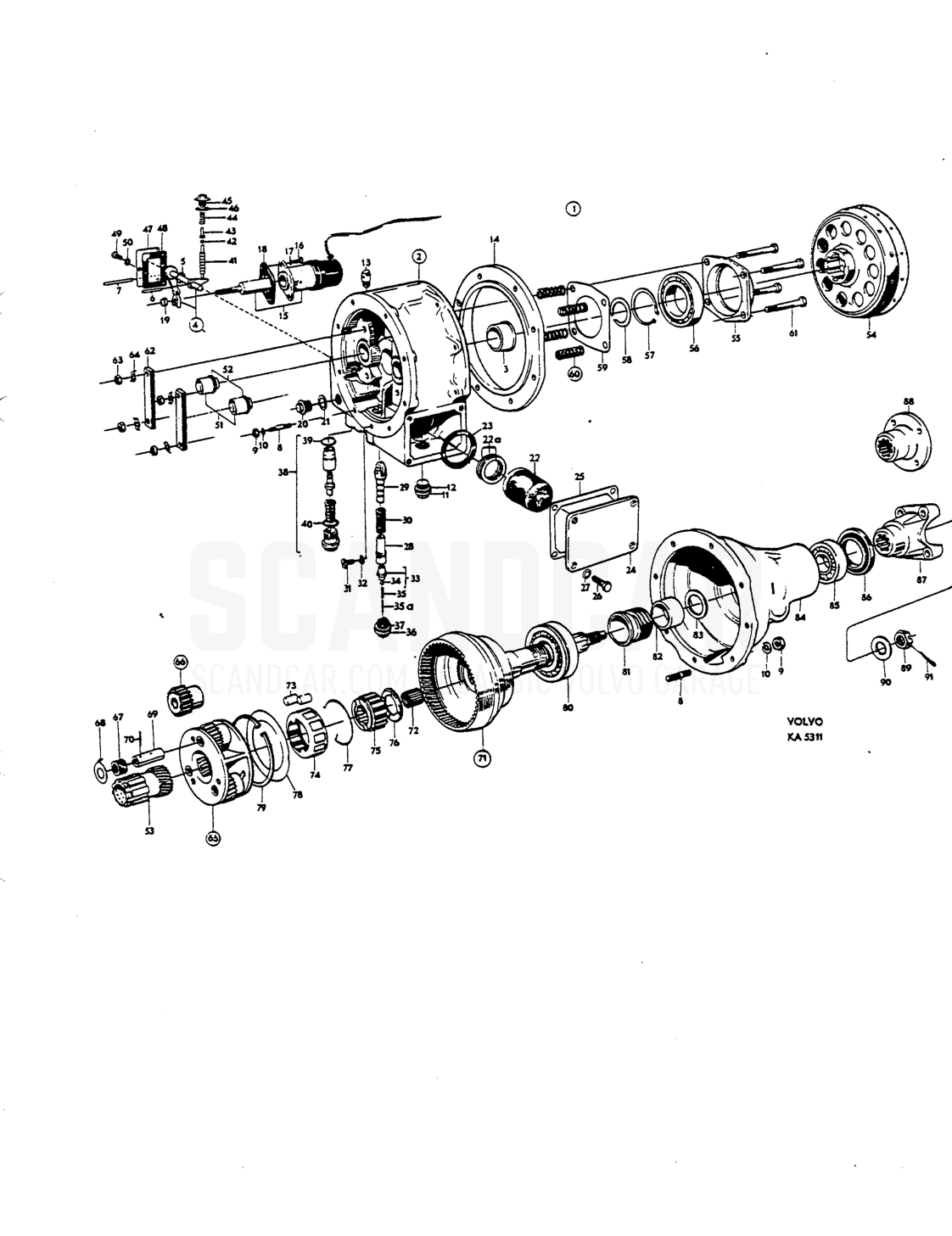 Gearbox - despiece, Transmisión - Eje trasero, Volvo P1800 S