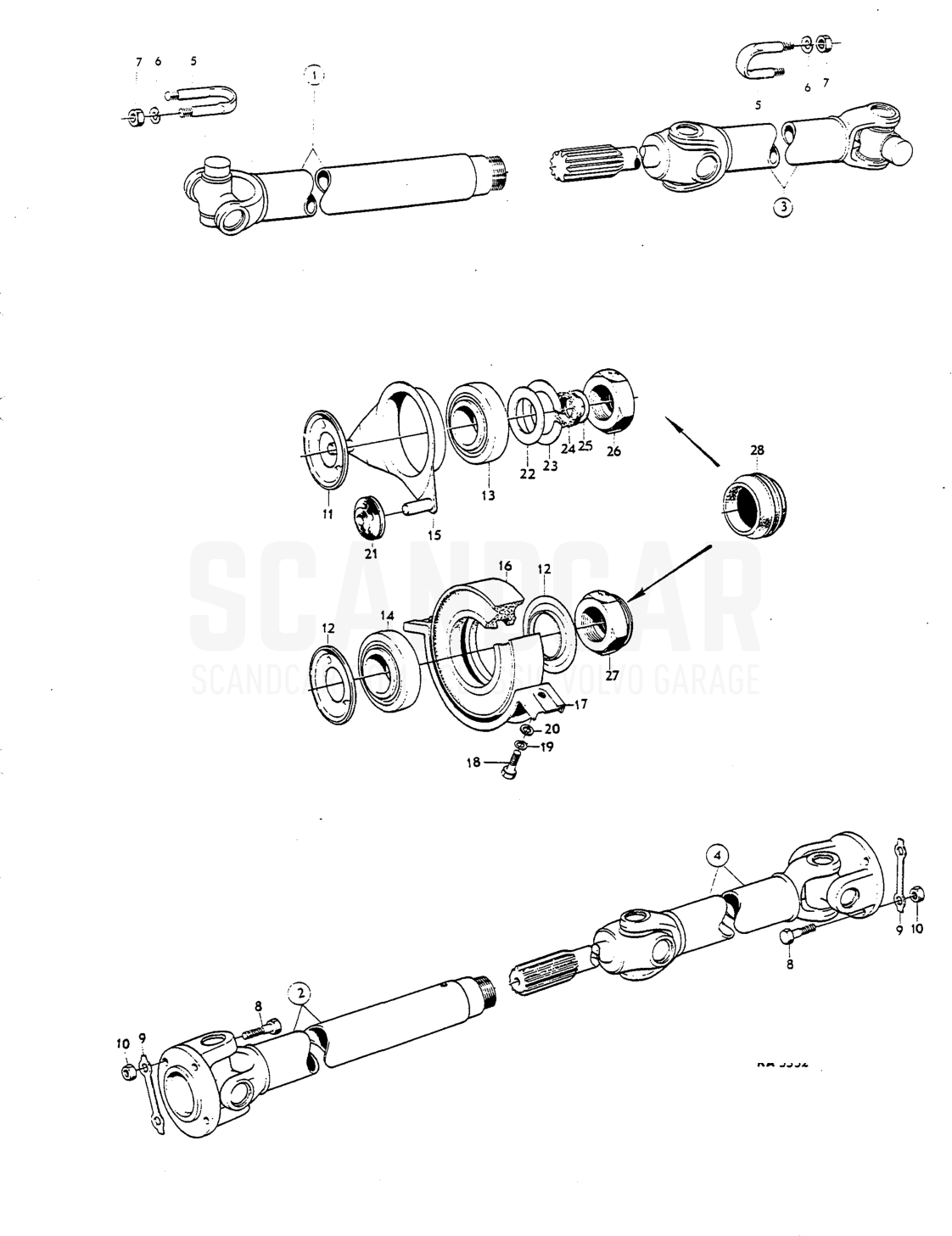 Propeller shoft Del - despiece, Transmisión - Eje trasero, Volvo P1800 S