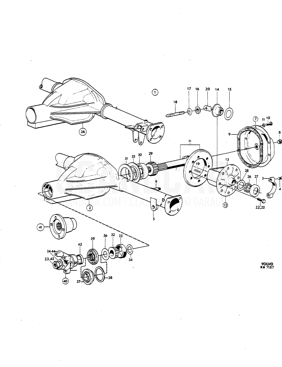 Rear axle - despiece, Transmisión - Eje trasero, Volvo P1800 S