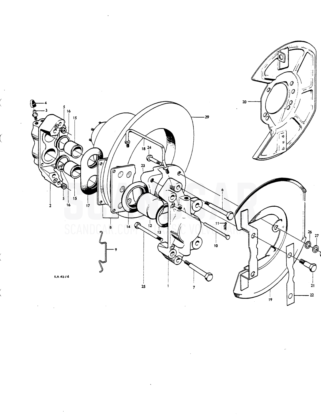 Front wheel brckes - despiece, Frenos, Volvo P1800 S