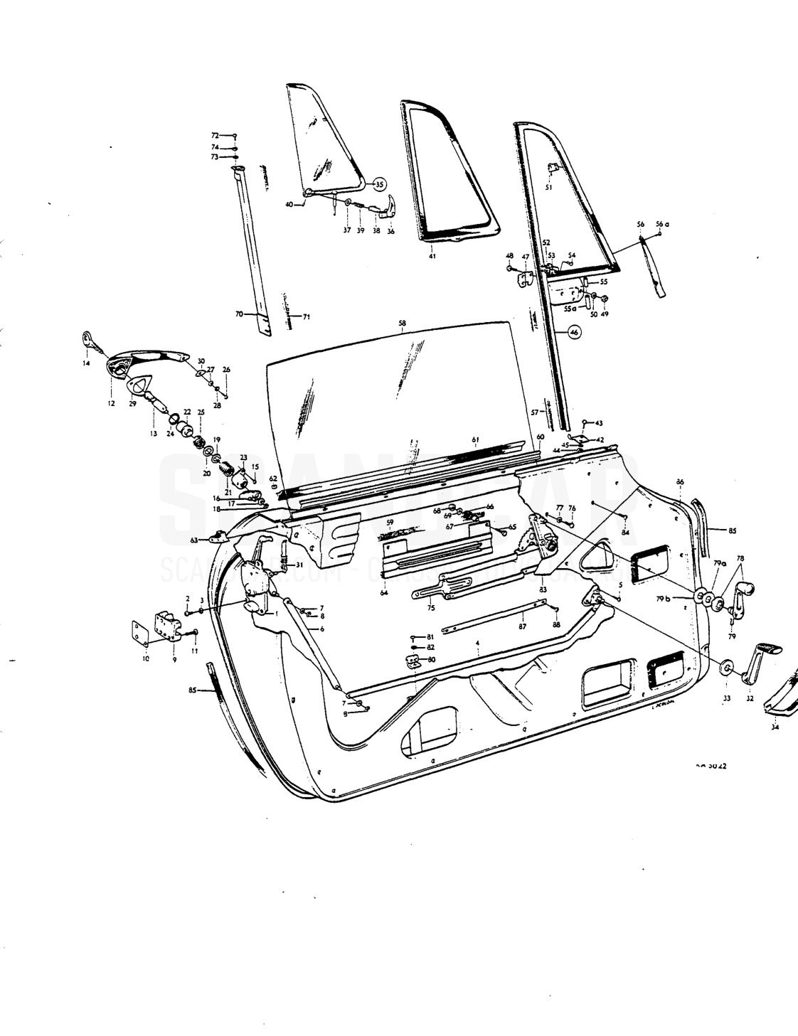 Door components - despiece, Carrocería, Volvo P1800 S