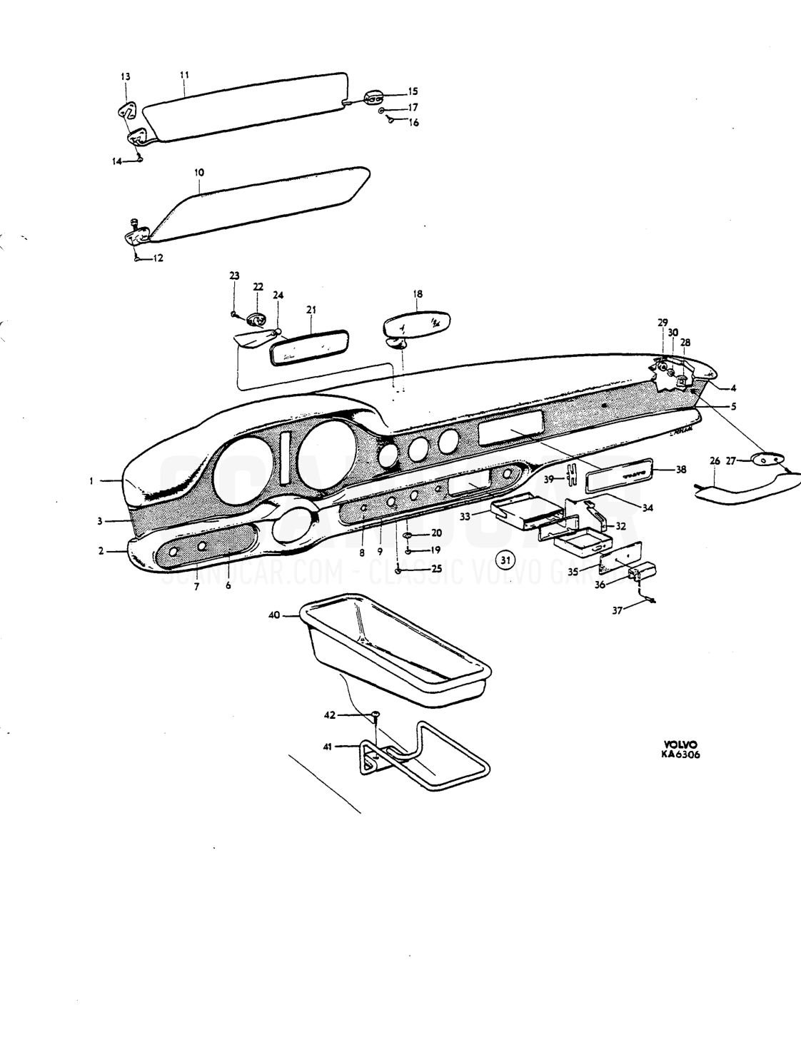 laneous interior equipment - despiece, Carrocería, Volvo P1800 S