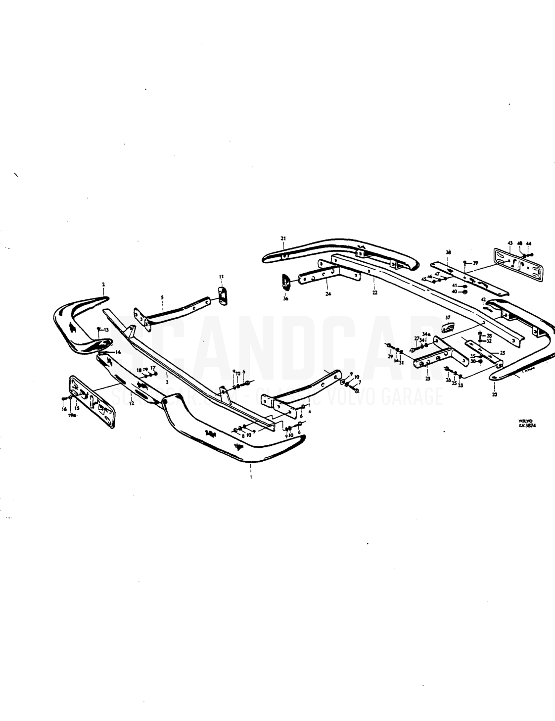 Externa embe shers .Externa rear view mirror - despiece, Carrocería, Volvo P1800 S