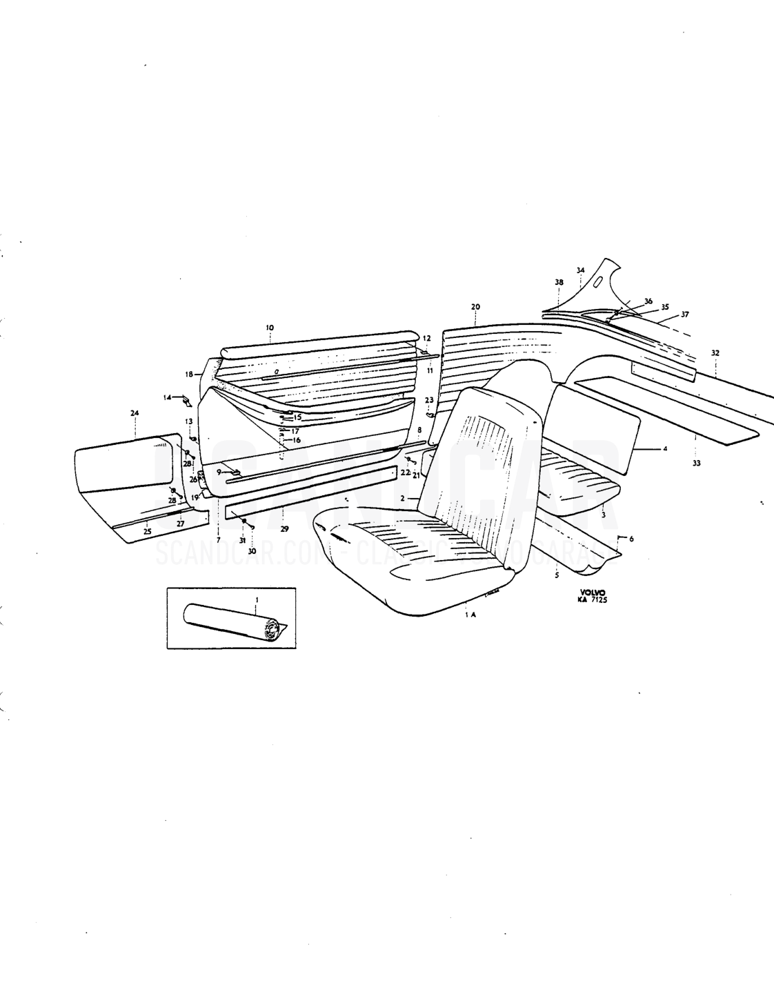 nterior uphol stery Upholstery combinations - despiece, Carrocería, Volvo P1800 S