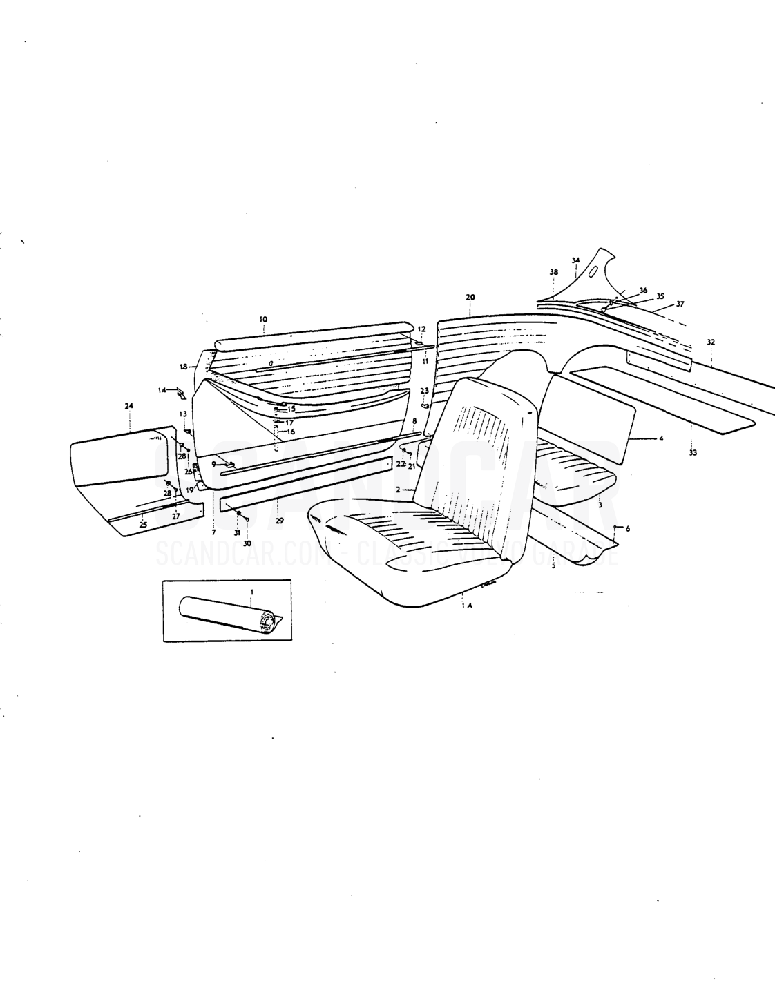 lnterior upholstery Upholstery combination - despiece, Carrocería, Volvo P1800 S